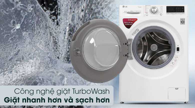 Máy giặt LG Inverter 10.5 kg FV1450S3W - Turbo Wash