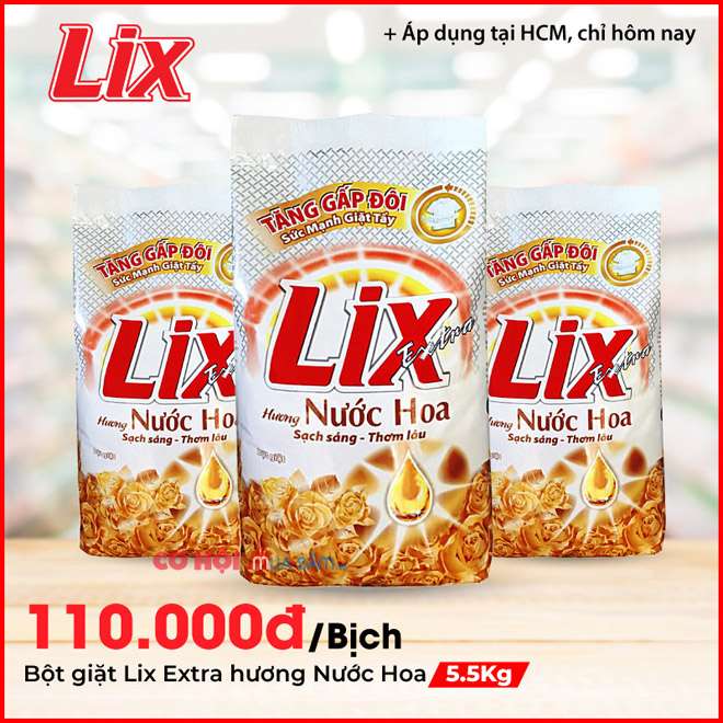 Flash Sales bột giặt Lix Extra hương nước hoa 5.5Kg - Ảnh 1