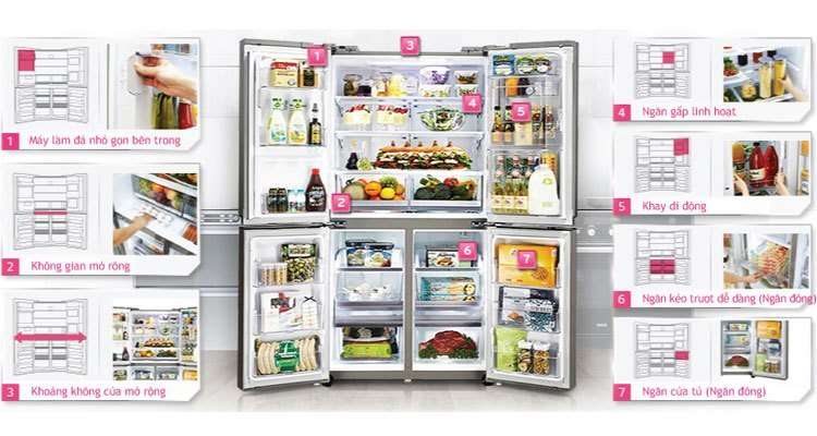 Tủ lạnh LG GR-R24FSM 4 cửa bố trí thông minh