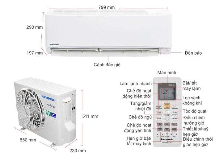 Máy Lạnh - Điều Hòa Panasonic Inverter 1 HP CU/CS-PU9UKH-8