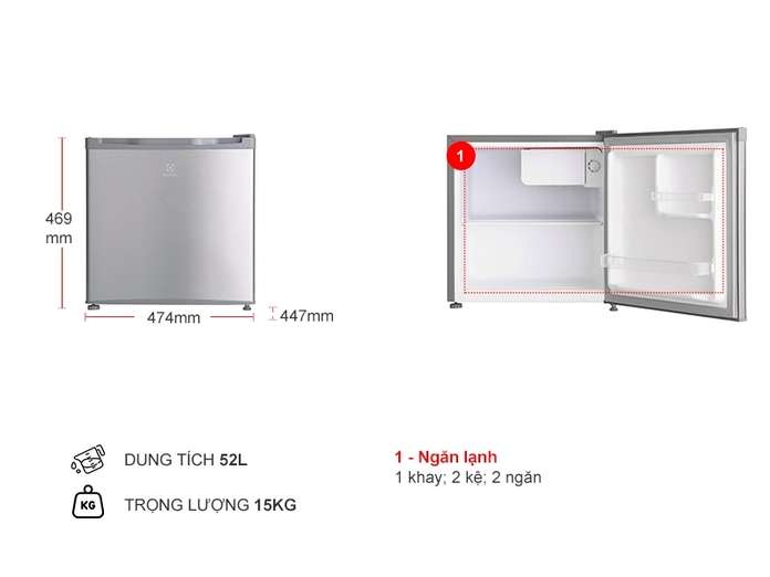 Tủ lạnh mini Electrolux 45 lít EUM0500SB