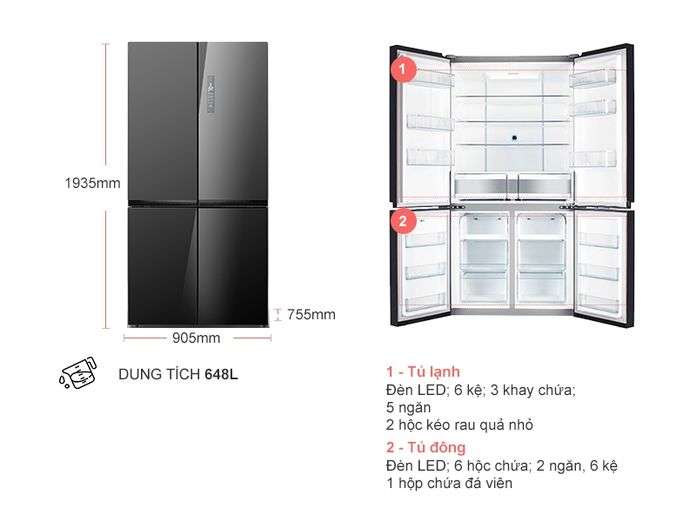 Tủ lạnh Electrolux Inverter 648 lít EQE6909A-BVN