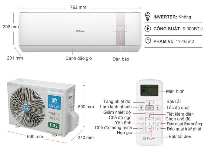 Máy Lạnh - Điều Hòa Casper 1 HP SC-09TL32 Giá Tốt | Nguyễn Kim