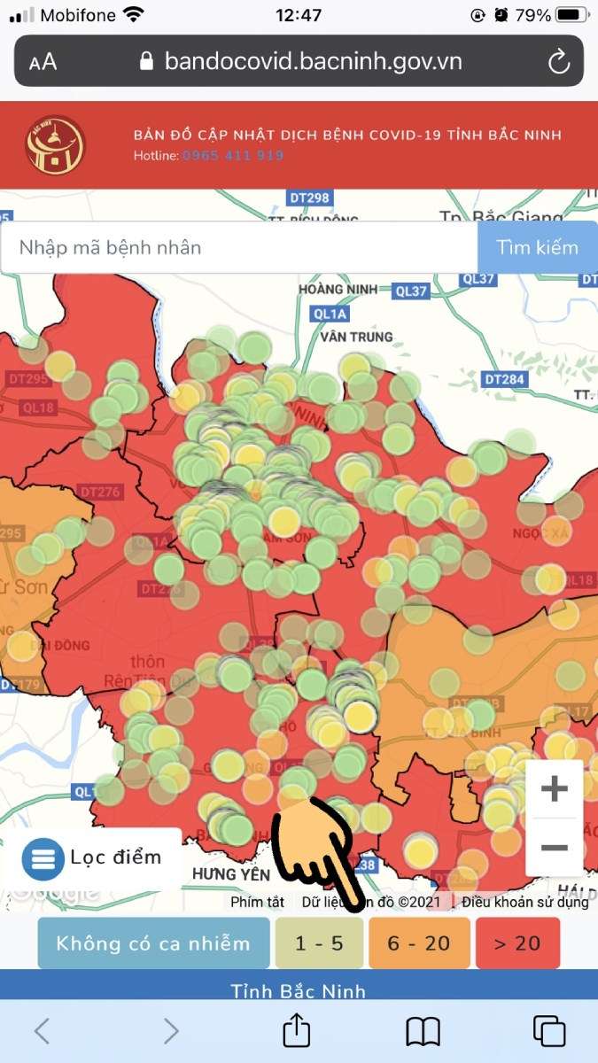 Xem bản đồ vùng xanh, vùng đỏ Covid-19 Bắc Ninh