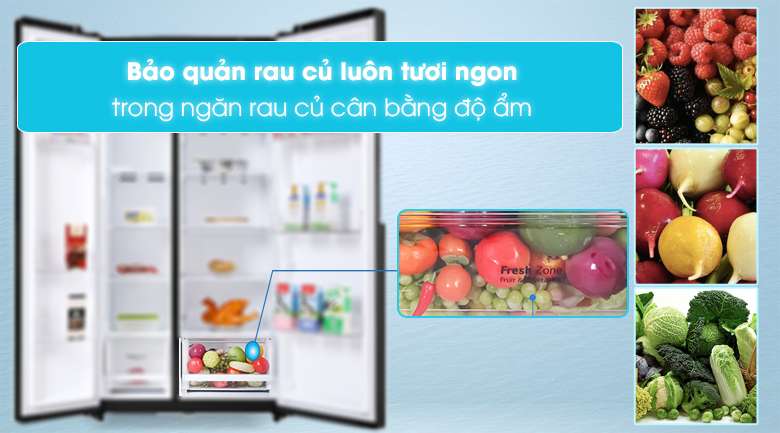 Tủ lạnh LG Inverter 613 lít GR-B247WB - Ngăn rau củ cân bằng ẩm