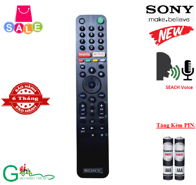 Remote Điều khiển tivi Sony giọng nói RM-TX500P- Hàng mới logo Sony mạ bạc BH 6 tháng-Tặng Kèm PIN