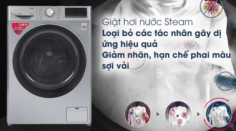 Máy giặt LG Inverter 8.5 kg FV1408S4V - Giặt hơi nước