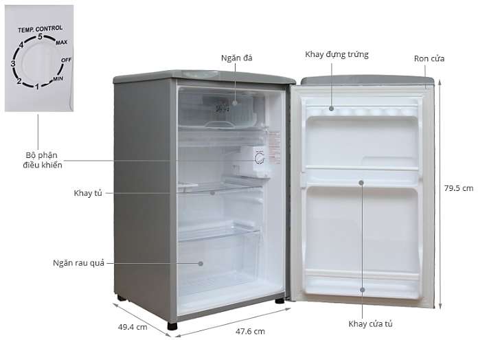 Cấu tạo của dòng tủ lạnh này có dung tích gần 90 lít