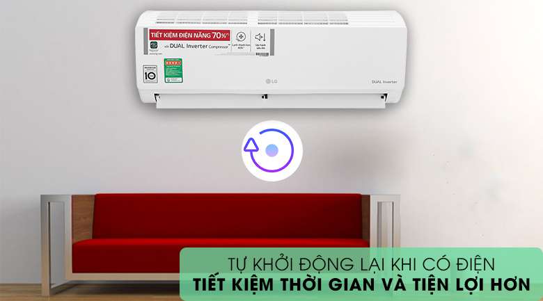 Máy lạnh LG Inverter 1 HP V10ENH1 - Khởi động lại khi có điện