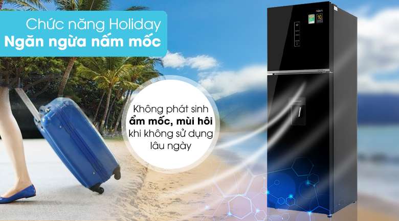 Tủ lạnh Aqua Inverter 344 lít AQR-T389FA(WGB)-An tâm, tiện lợi với chức năng Holiday ngăn ngừa nấm mốc