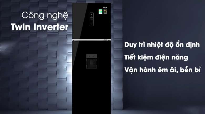 Tủ lạnh Aqua Inverter 344 lít AQR-T389FA(WGB)-Siêu tiết kiệm điện với công nghệ Twin Inverter