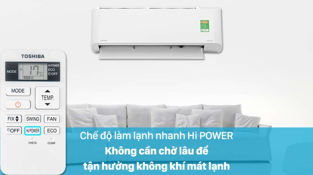 Máy lạnh Toshiba Inverter 1.5 HP RAS-H13L3KCVG-V-Làm lạnh nhanh tức thì nhờ chế độ Hi Power