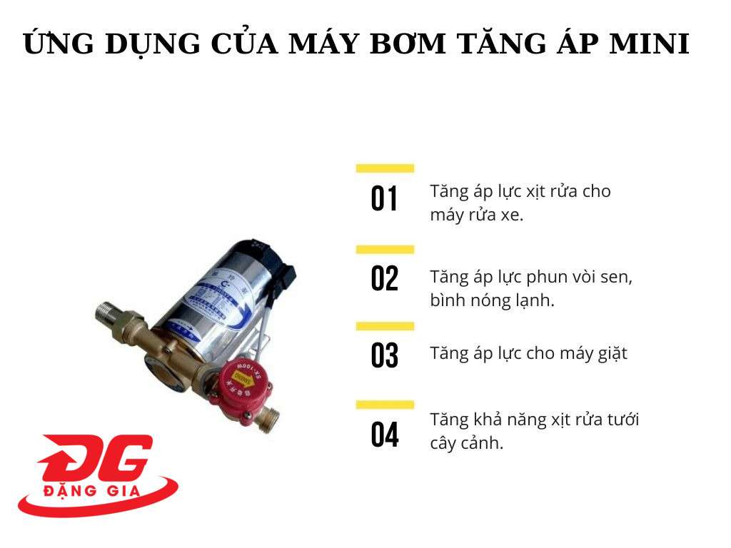 Máy Bơm Tăng Áp Mini 12V Tự Ngắt Máy Rửa Xe, Vòi Sen, Máy Giặt