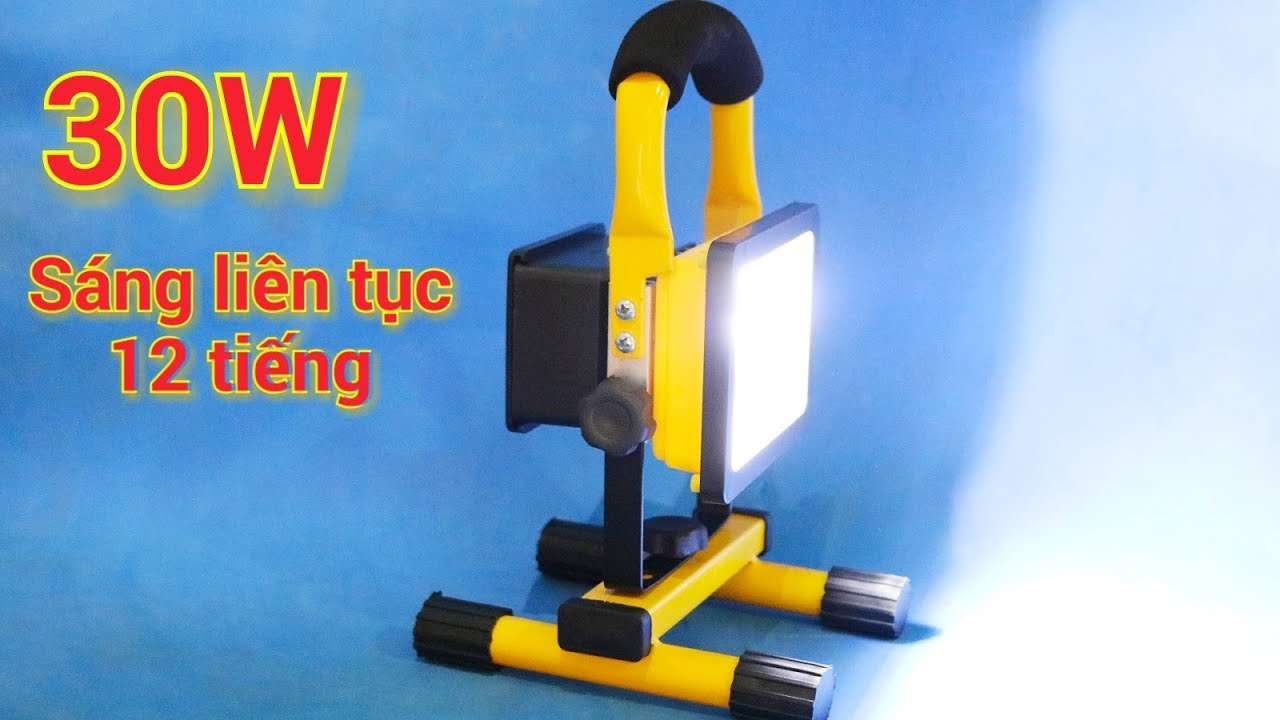 Trên Tay Đèn LED Tích Điện 30W Siêu Sáng Dùng liên Tục 12 Tiếng