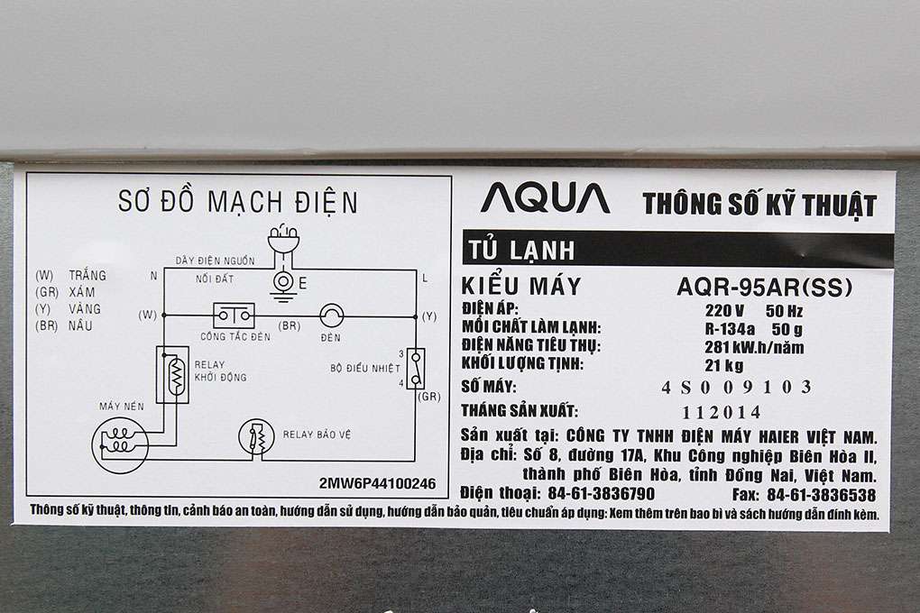 Tủ Lạnh Mini Aqua AQR-95AR (90L) - Bạc