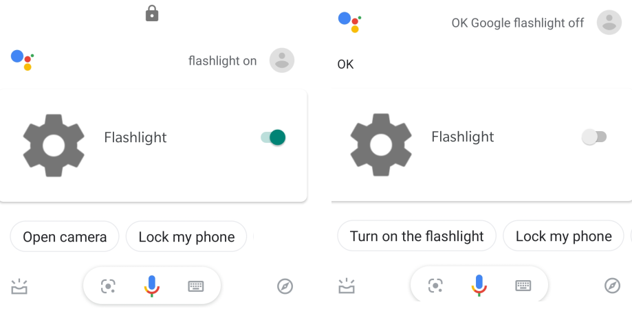 đèn pin trên điện thoại của tôi Ok Trợ lý Google