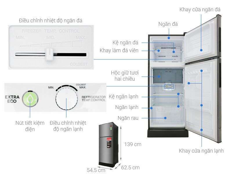 tủ lạnh sharp inverter 196 lít sj-x201e-sl