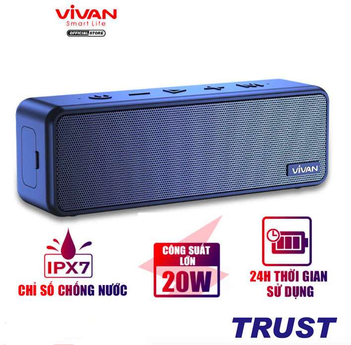 Loa Bluetooth 5.0 Ngoài Trời VIVAN VS20 Công Suất 20W Chống Nước IPX7 Hi-Fi Woofer Pin 3600mAh Playtime Đến 24H - BẢO HÀNH CHÍNH HÃNG 1 ĐỔI 1