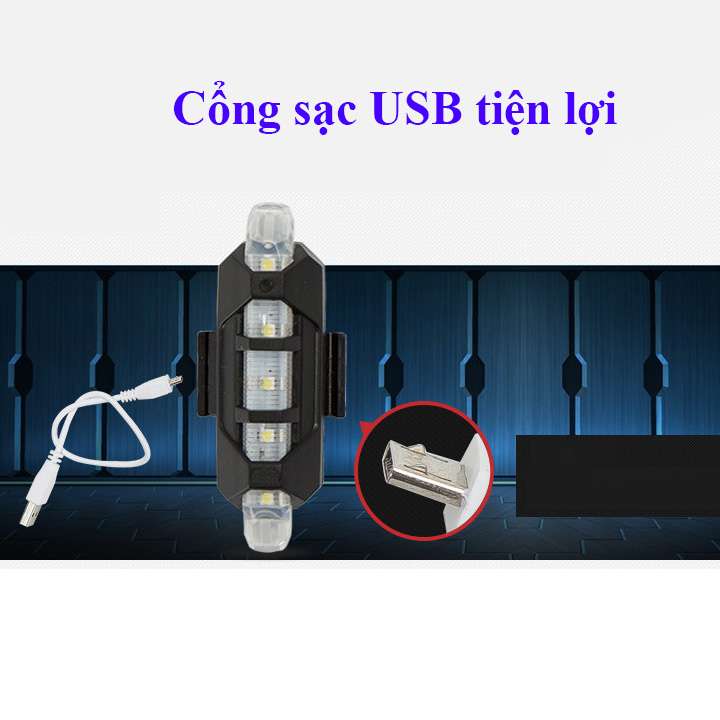 Đèn hậu xe đạp - Đèn hậu led sạc USB