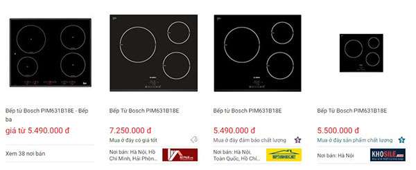 Giá bếp từ Bosch PIM631B18E trên websosanh
