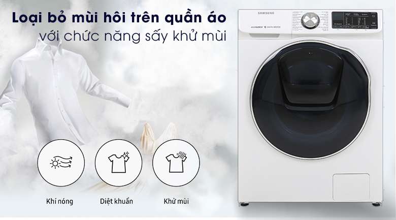 Máy giặt sấy Samsung AddWash Inverter 10.5 kg WD10N64FR2W/SV - Airwash
