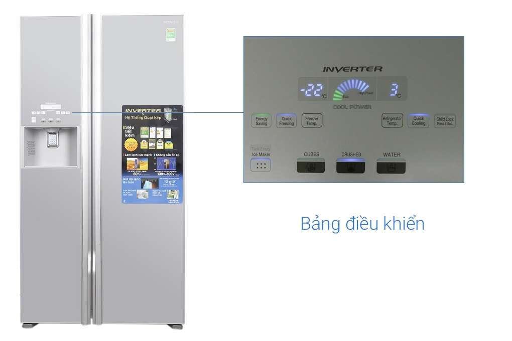 So sánh tủ lạnh Hitachi Side By Side R-FS800GPGV2(GS) và Samsung RS64R53012C/SV