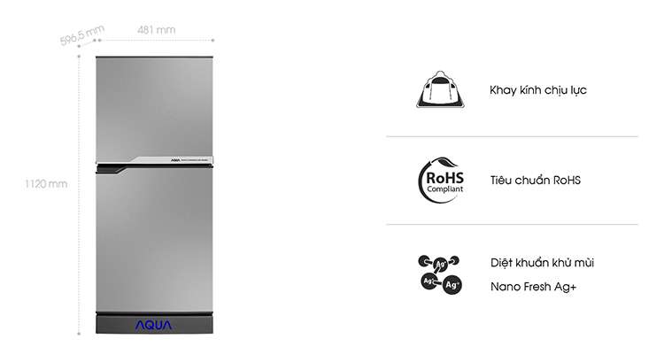 Tủ Lạnh Aqua AQR-125EN-SS (110L) - Hàng Chính Hãng