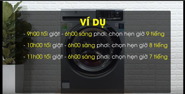 Một số ví dụ tính thời gian hẹn giờ giặt