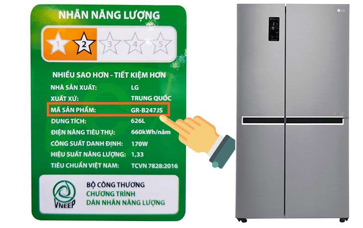 Cách xác định tên sản phẩm tủ lạnh LG