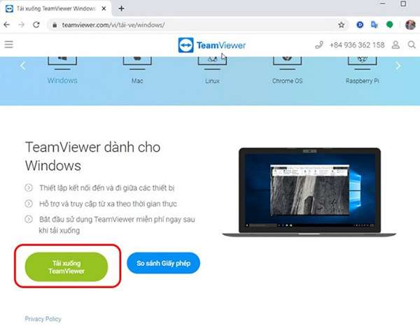 Cài đặt phần mềm TeamViewer chuyên dùng để hỗ trợ kết nối điều khiển máy tính từ xa