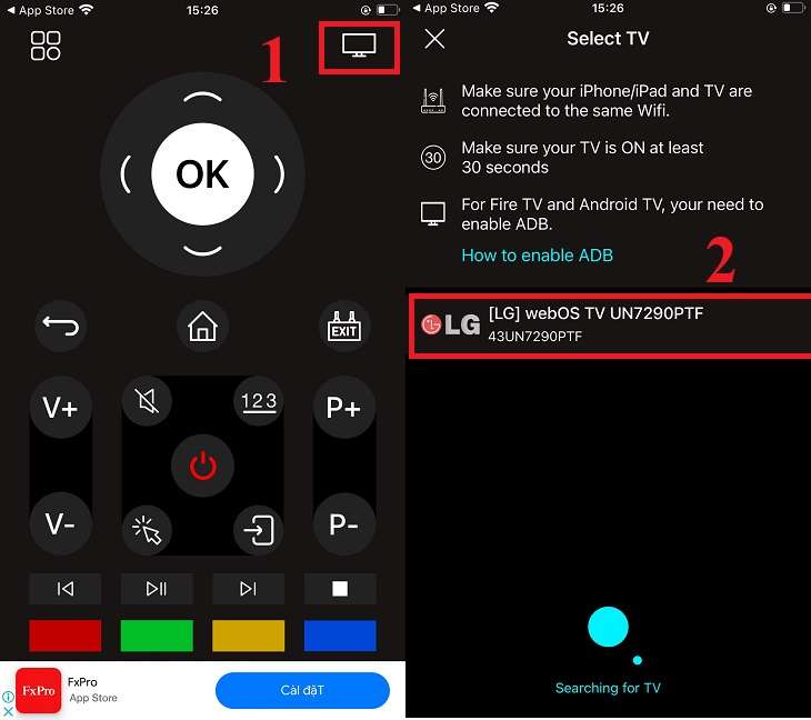 Chọn Android TV box mà bạn muốn kết nối để điều khiển.