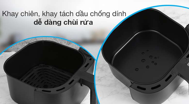 Khay chiên, khay tách dầu chống dính - Nồi chiên không dầu Kangaroo KG6AF1 6 lít