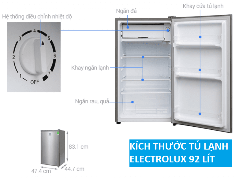 Tủ lạnh side by side mini Electrolux (92 lít)