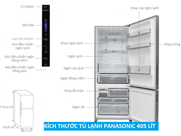 Tủ lạnh side by side 2 cánh Panasonic 405 lít NR-BX468XSVN