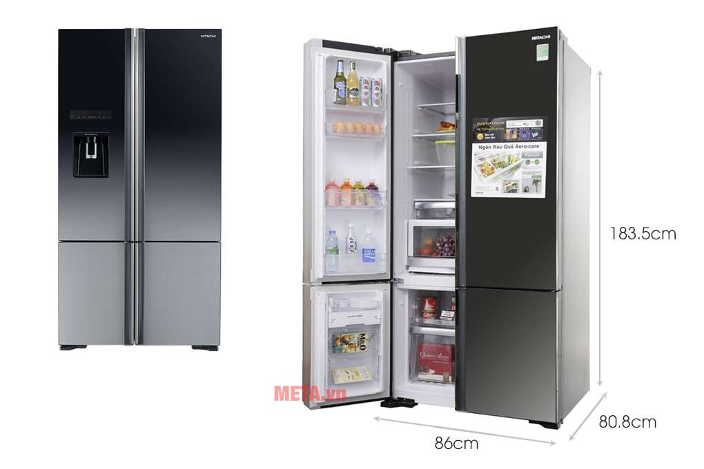 Kích thước tủ lạnh Hitachi Inverter 587 lít R-WB730PGV6X (XGR)
