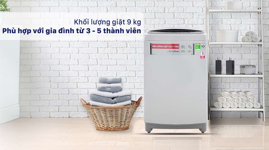 Khối lượng giặt 9 kg - Máy giặt LG Inverter 9 Kg T2309VS2M