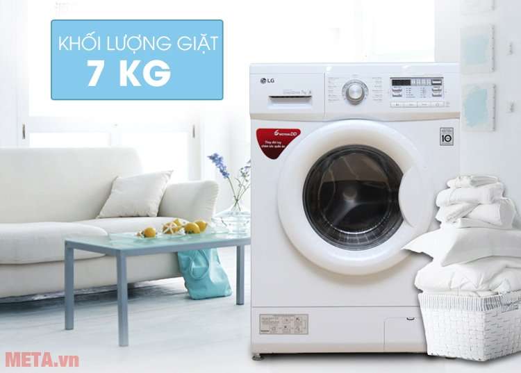 Máy giặt cửa trước LG có màu trắng tao nhã, phù hợp với không gian gia đình bạn  