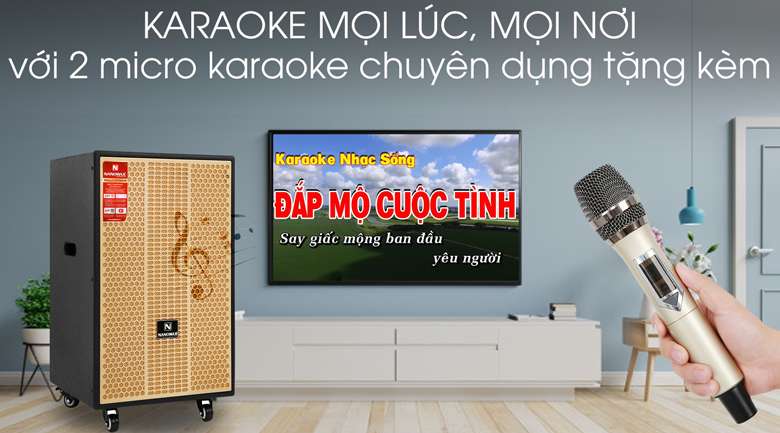 Loa kéo Karaoke Nanomax S-2000 680W - Hát Karaoke cả ngày với 2 micro tặng kèm