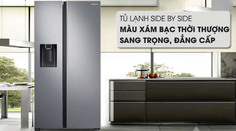 Tủ lạnh side by side sang trọng, hiện đại - Tủ lạnh Samsung Inverter 617 lít RS64R5101SL/SV Mẫu 2019