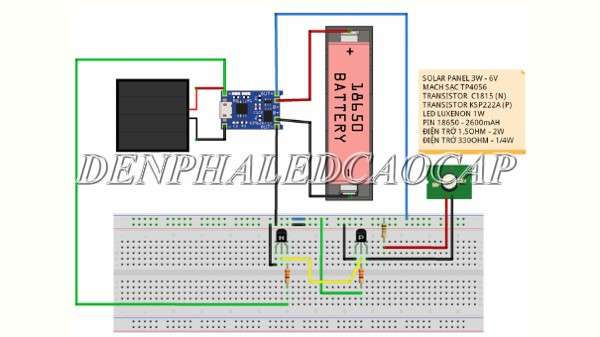 Sơ đồ mạch đèn LED năng lượng mặt trời