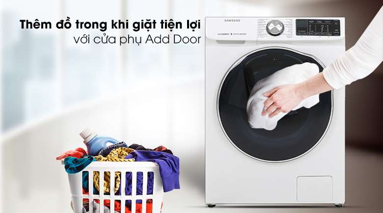 Máy giặt sấy Samsung AddWash Inverter 10.5 kg WD10N64FR2W/SV - Cửa phụ Add door