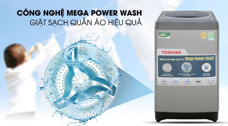Công nghệ Mega Power Wash - Máy giặt Toshiba 8.2 kg AW-J920LV SB