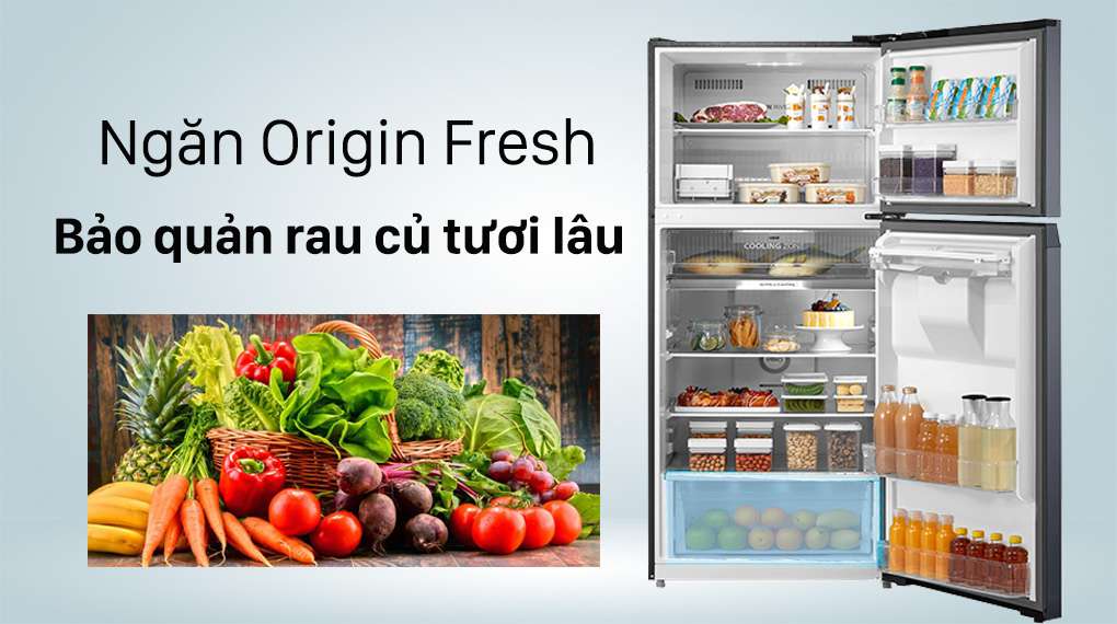 Tủ lạnh Toshiba Inverter 407 lít GR-RT535WE-PMV(06)-MG-Kéo dài thời gian bảo quản rau củ nhờ ngăn Origin Fresh điều chỉnh độ ẩm