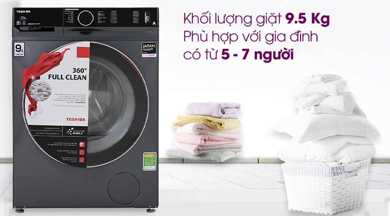 Máy giặt Toshiba Inverter 9.5 Kg TW-BK105G4V(MG) - Khối lượng