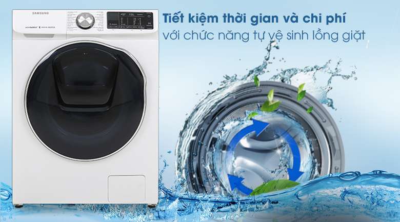 Máy giặt sấy Samsung AddWash Inverter 10.5 kg WD10N64FR2W/SV - Tự vệ sinh lồng giặt