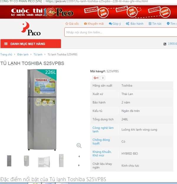 Sau khi không khắc phục được lỗi, Pico đã đổi mới cho khách hàng tủ lạnh Tosiba.