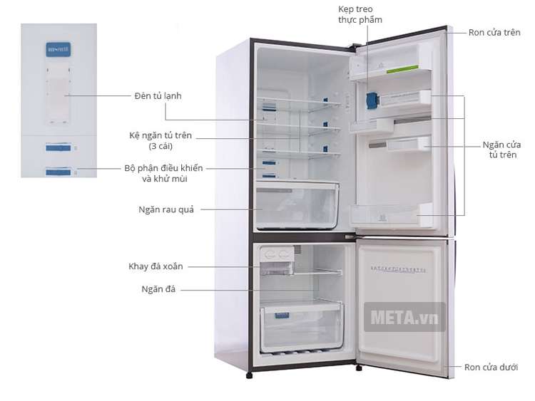 Tủ lạnh 320 lít Electrolux EBE3200SA-RVN với hệ thống khay kính thông minh.