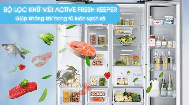 Lọc sạch không khí tủ lạnh với bộ lọc Active Fresh Keeper - Tủ lạnh Samsung Inverter 620 lít RH58K6687SL/SV