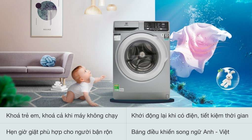 Chế độ giặt đồ len - Máy giặt Electrolux Inverter 8 kg EWF8025CQSA