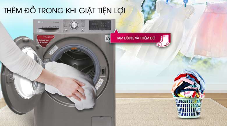 Thêm đồ trong khi giặt - Máy giặt LG inverter 9 kg FC1409S2E